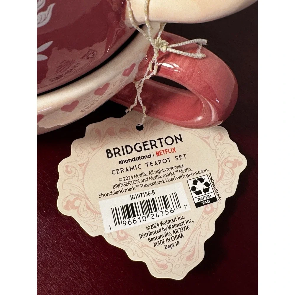 Bridgerton Limited Edition Pink Cameo Design Stacked Romantic Teapot and Cup Set